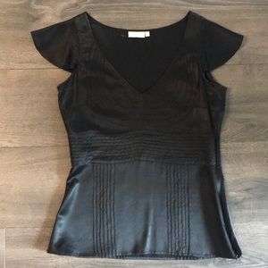 Silk Black Cap-Sleeved Top